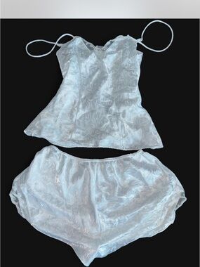 Silky White Jacquard Camisole & Shorts Set - Women's Intimates